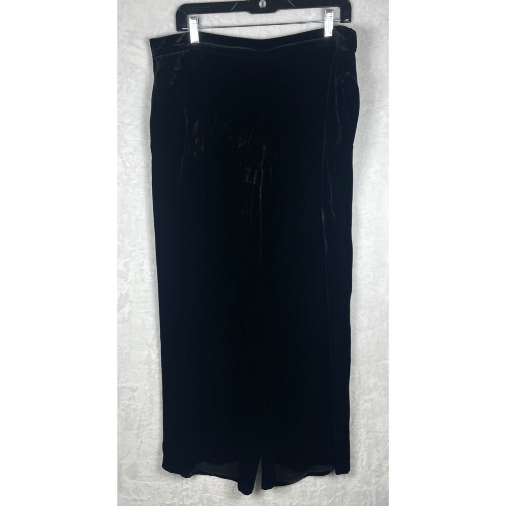 Eileen Fisher Velour Pants Pull On Rayon Silk Blend Black Size Large